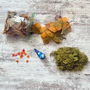 Moss, Leaves, Blue-Bird, Fairy Garden Leaves Bundle